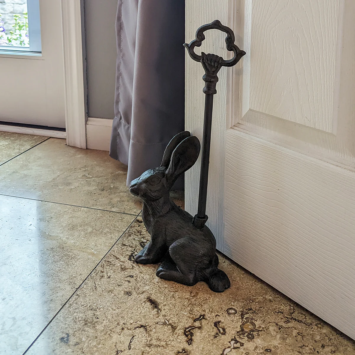 Heavy Cast Iron Rabbit Doorstop Carry Handle Door Stop Bunny Stopper Home Decor - Image 4