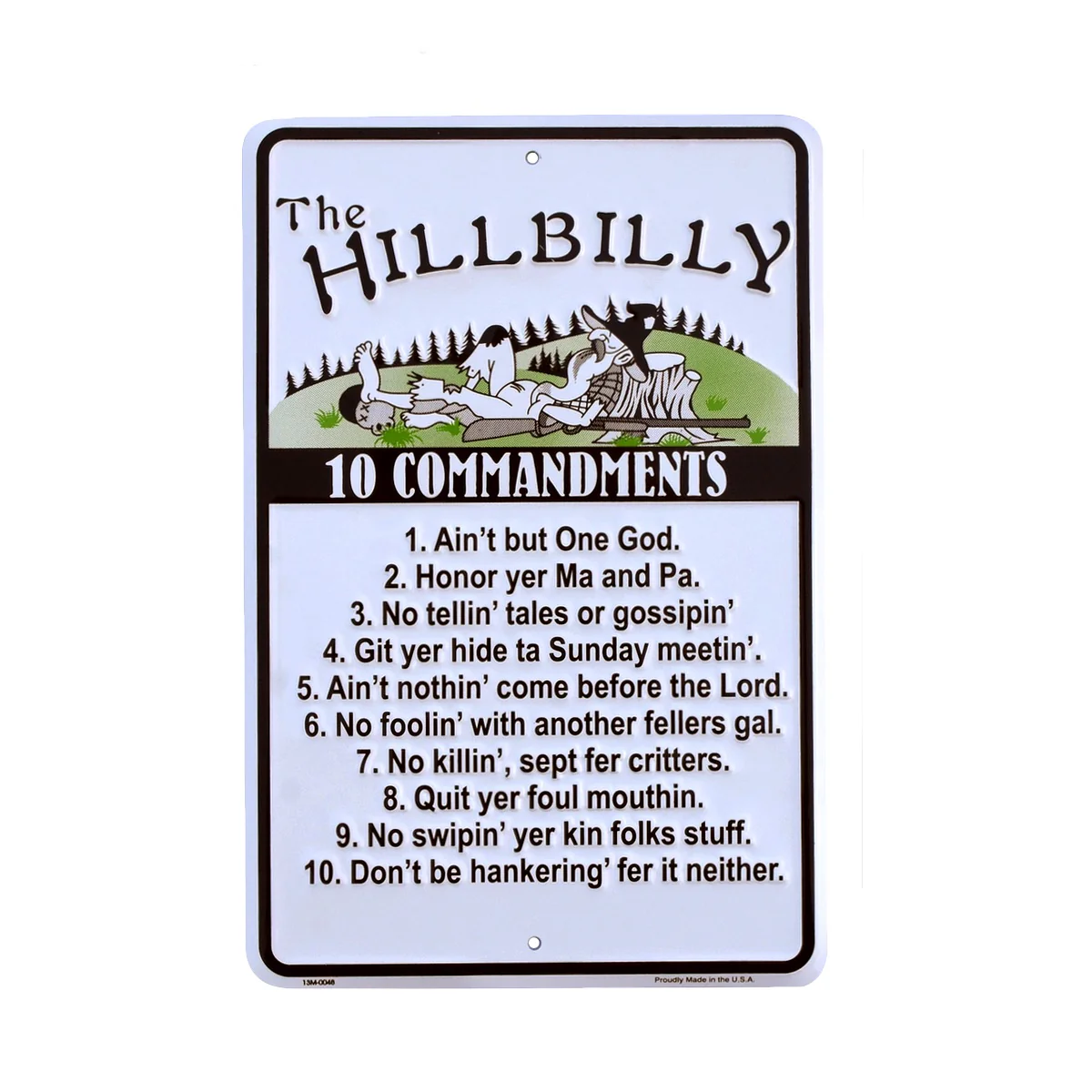 Hillbilly 10 Commandments Funny Sign Religious Christian Tin Wall Art Home Decor
