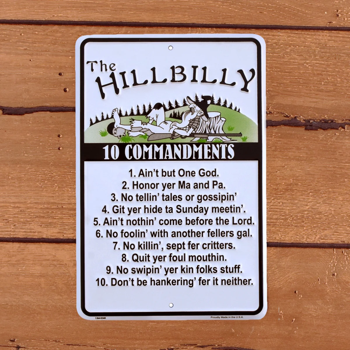 Hillbilly 10 Commandments Funny Sign Religious Christian Tin Wall Art Home Decor - Image 2