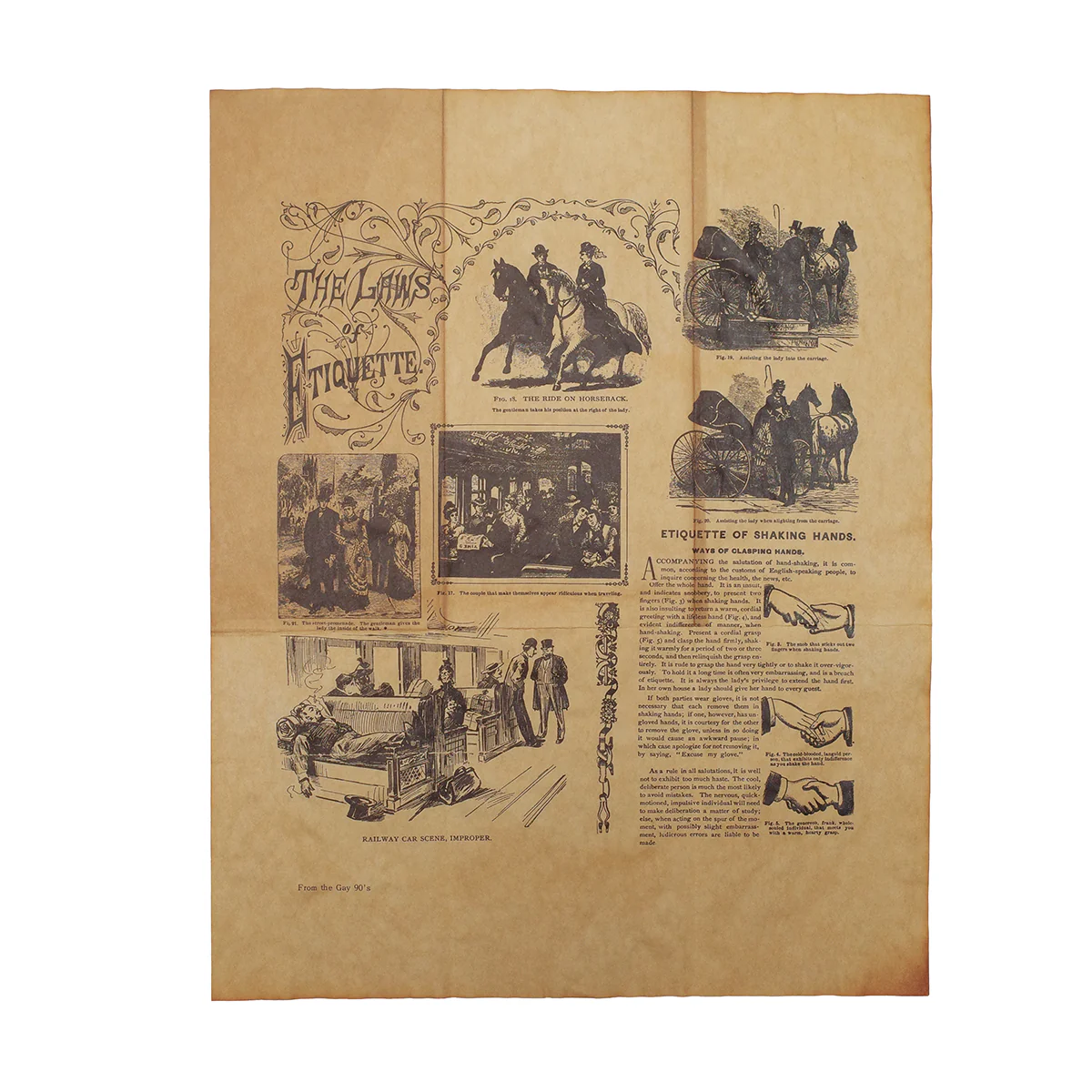 Historical Etiquette Parchment Paper Poster Bathroom Home Decor Manners Wall Art