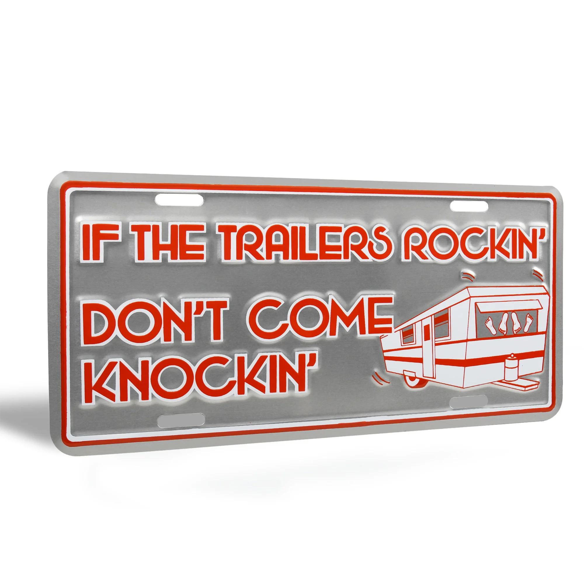 Funny Vanity License Plate Trailer Rockin Dont Come Knockin Sign RV Essentials