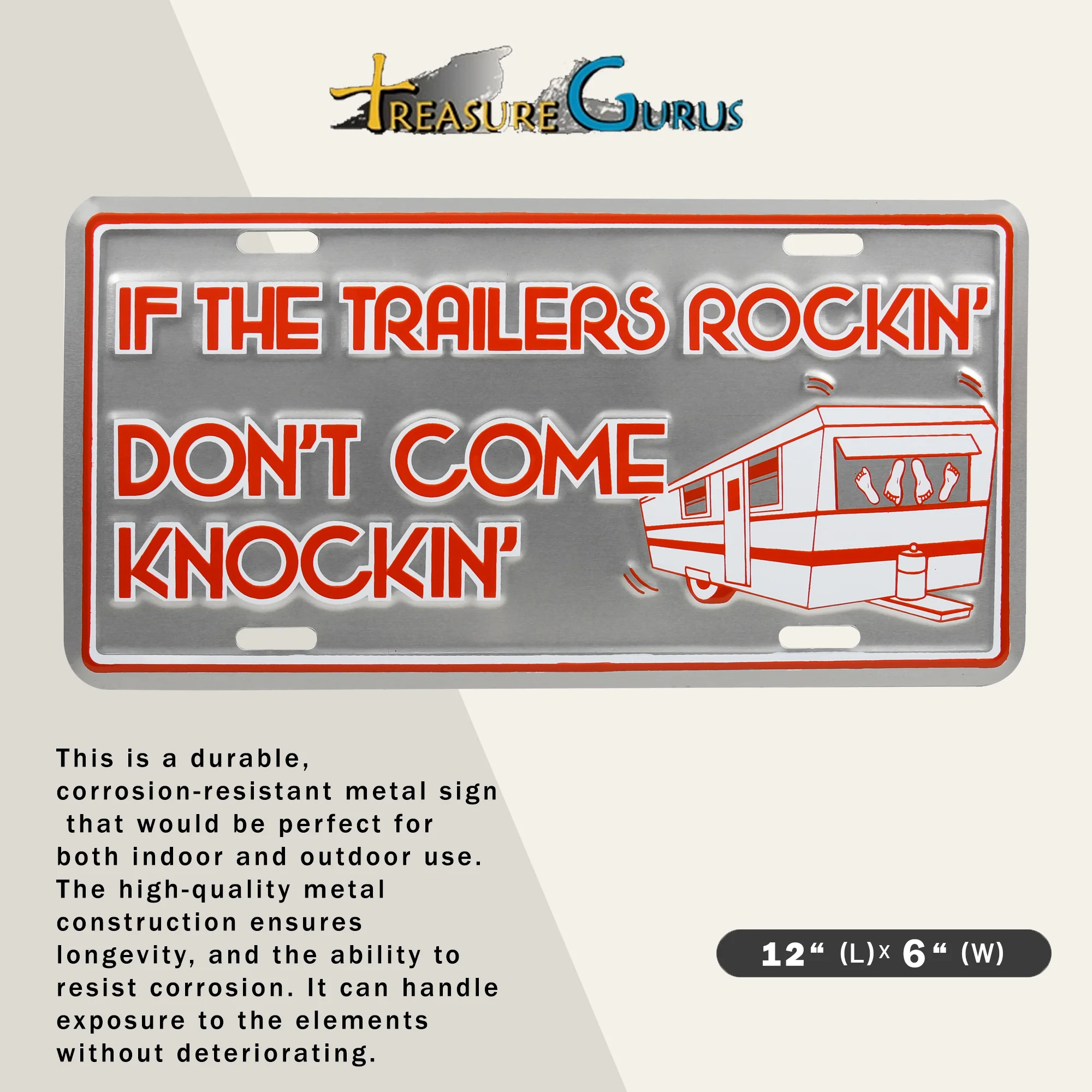 Funny Vanity License Plate Trailer Rockin Dont Come Knockin Sign RV Essentials - Image 3