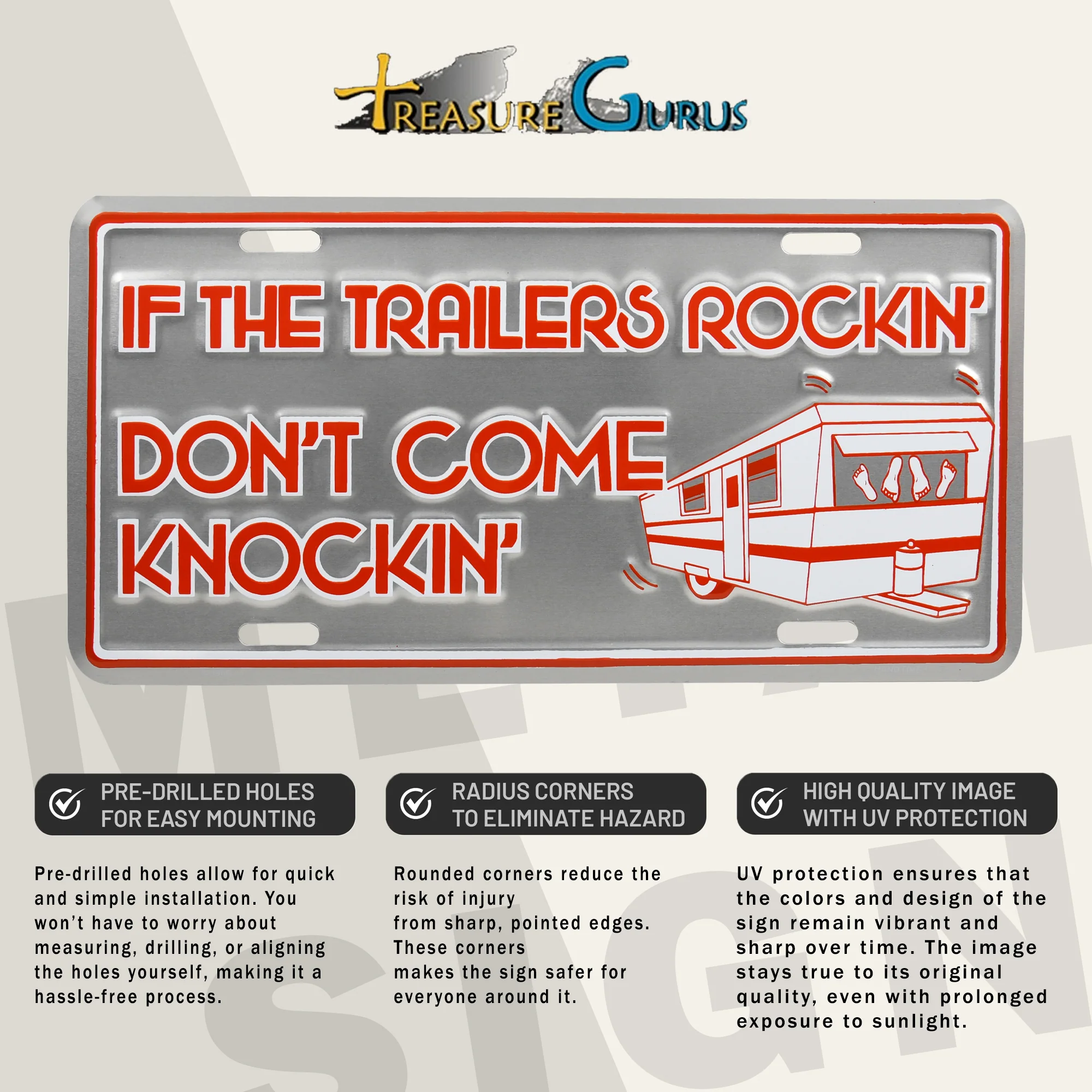 Funny Vanity License Plate Trailer Rockin Dont Come Knockin Sign RV Essentials - Image 4