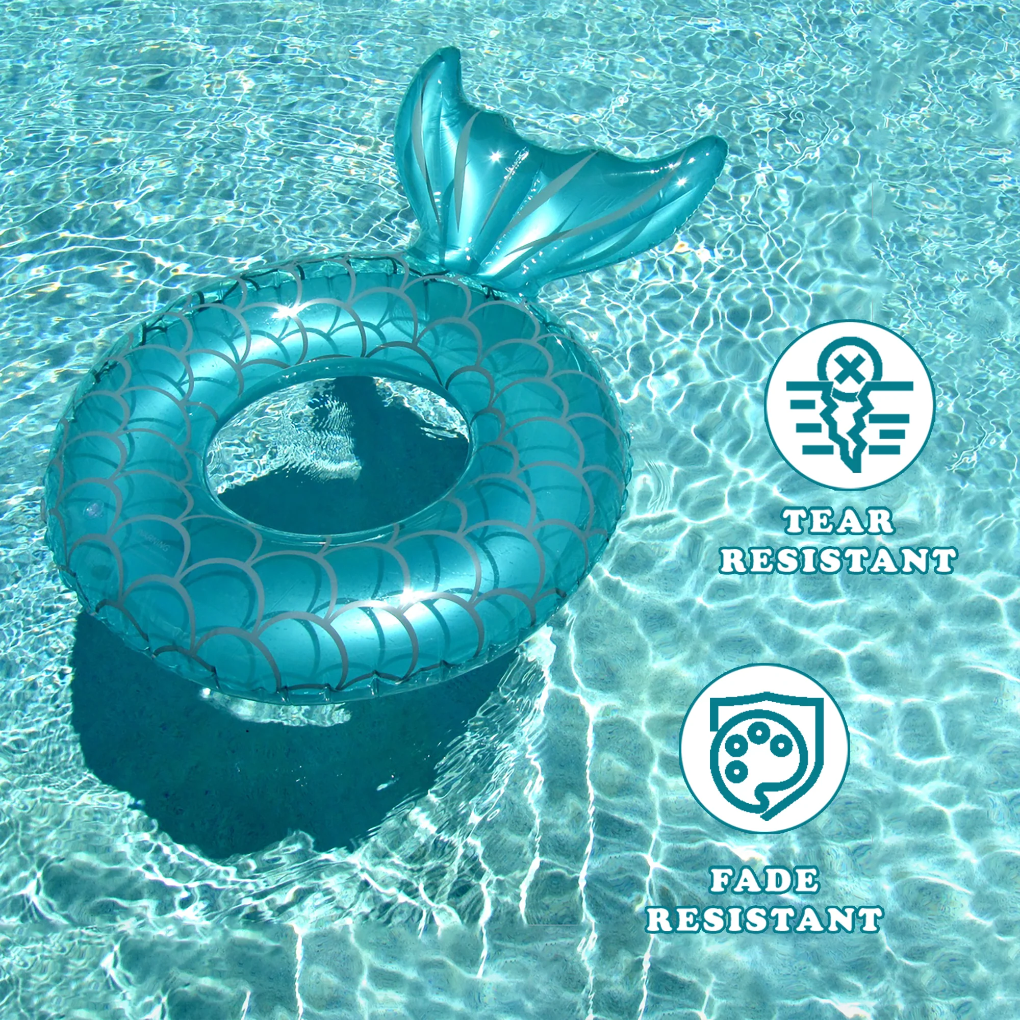 Inflatable Blue Mermaid Tail Pool Float Adult Swimming Floats Water Party Toys - Image 6
