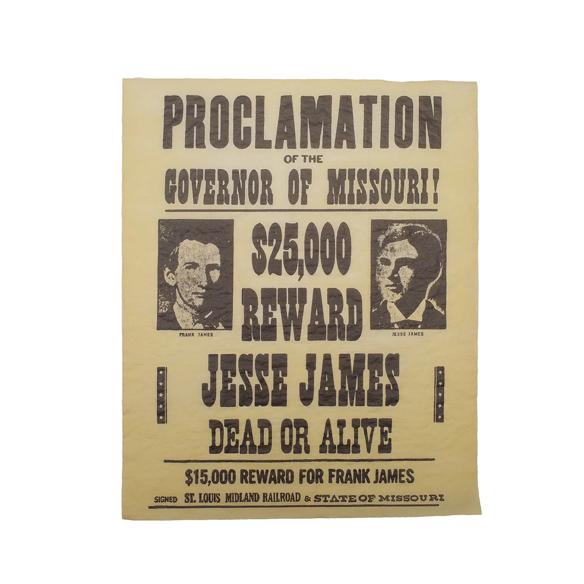 Jesse Frank James Wanted Outlaw Poster Western Decor Parchment Paper Wall Art Ad