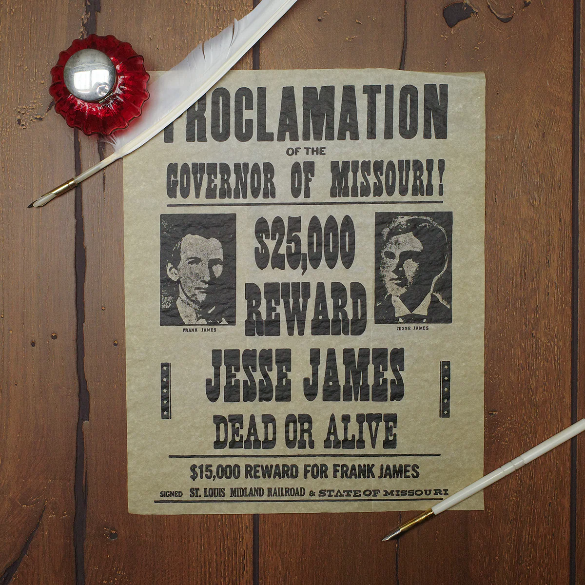 Jesse Frank James Wanted Outlaw Poster Western Decor Parchment Paper Wall Art Ad - Image 2