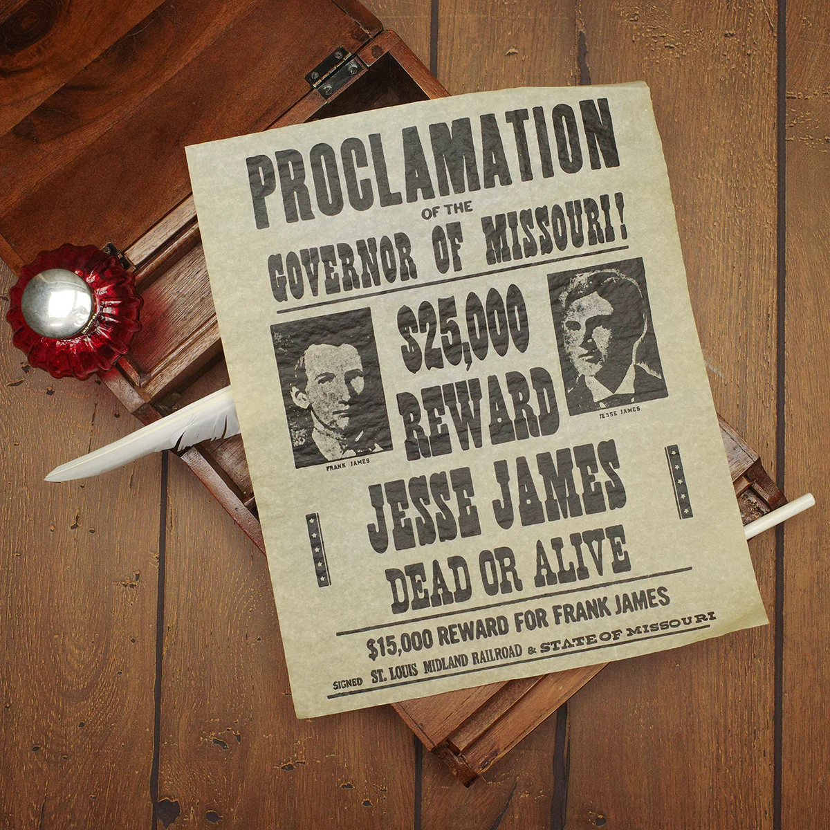 Jesse Frank James Wanted Outlaw Poster Western Decor Parchment Paper Wall Art Ad - Image 3