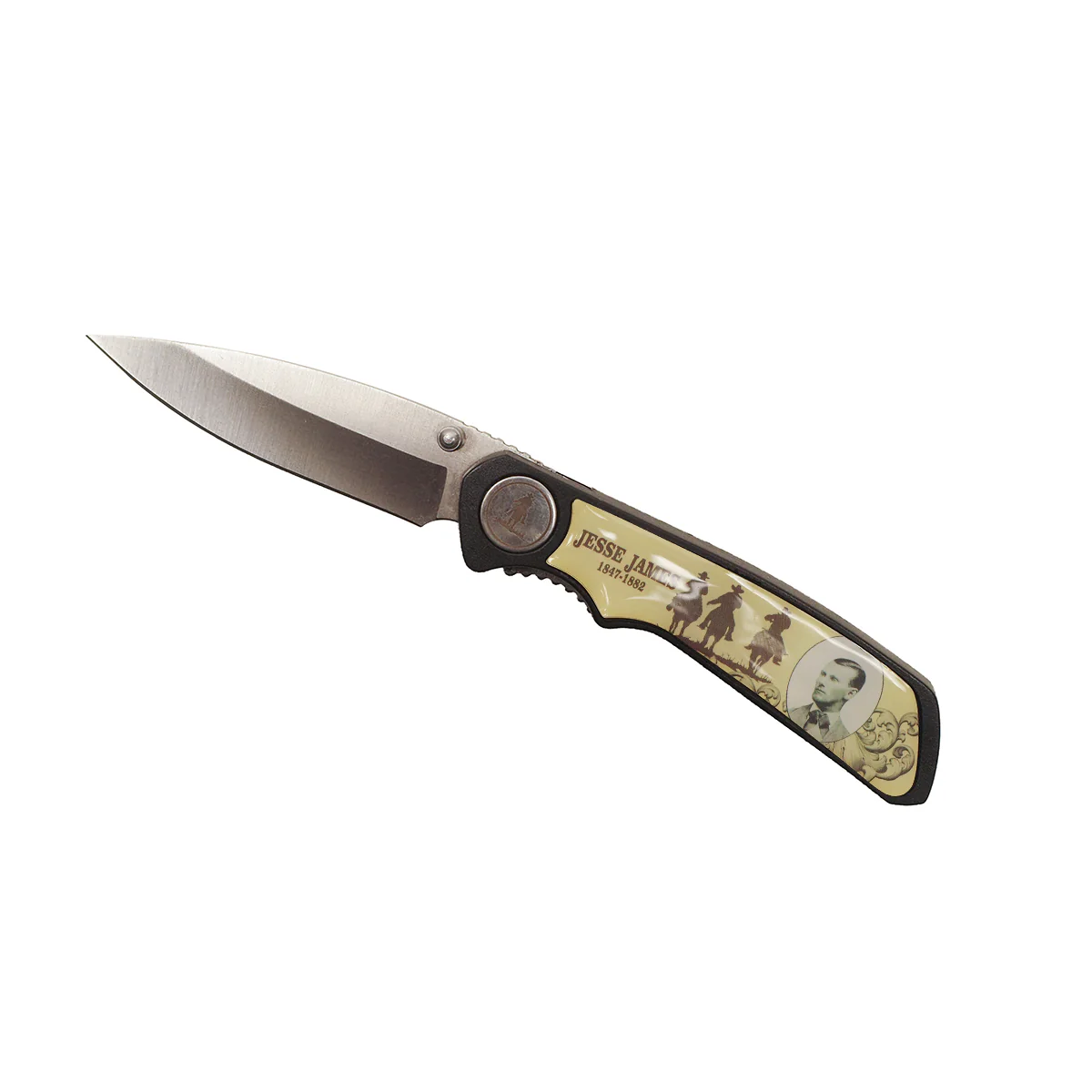 Jesse James Wild West Outlaw Mens Folding Pocket Knife Western Hunting Legend