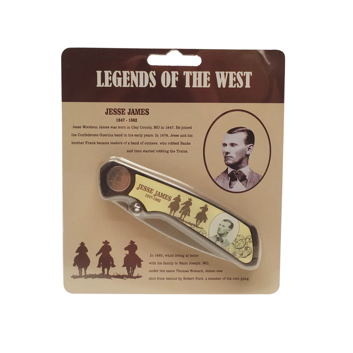 Jesse James Wild West Outlaw Mens Folding Pocket Knife Western Hunting Legend - Image 2