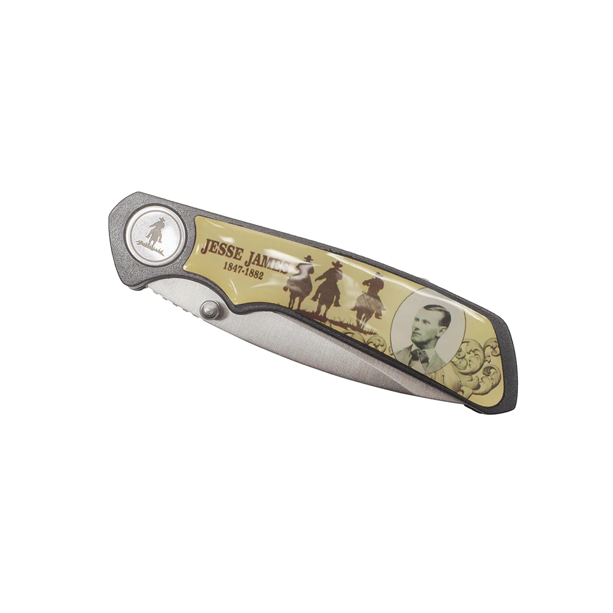 Jesse James Wild West Outlaw Mens Folding Pocket Knife Western Hunting Legend - Image 4