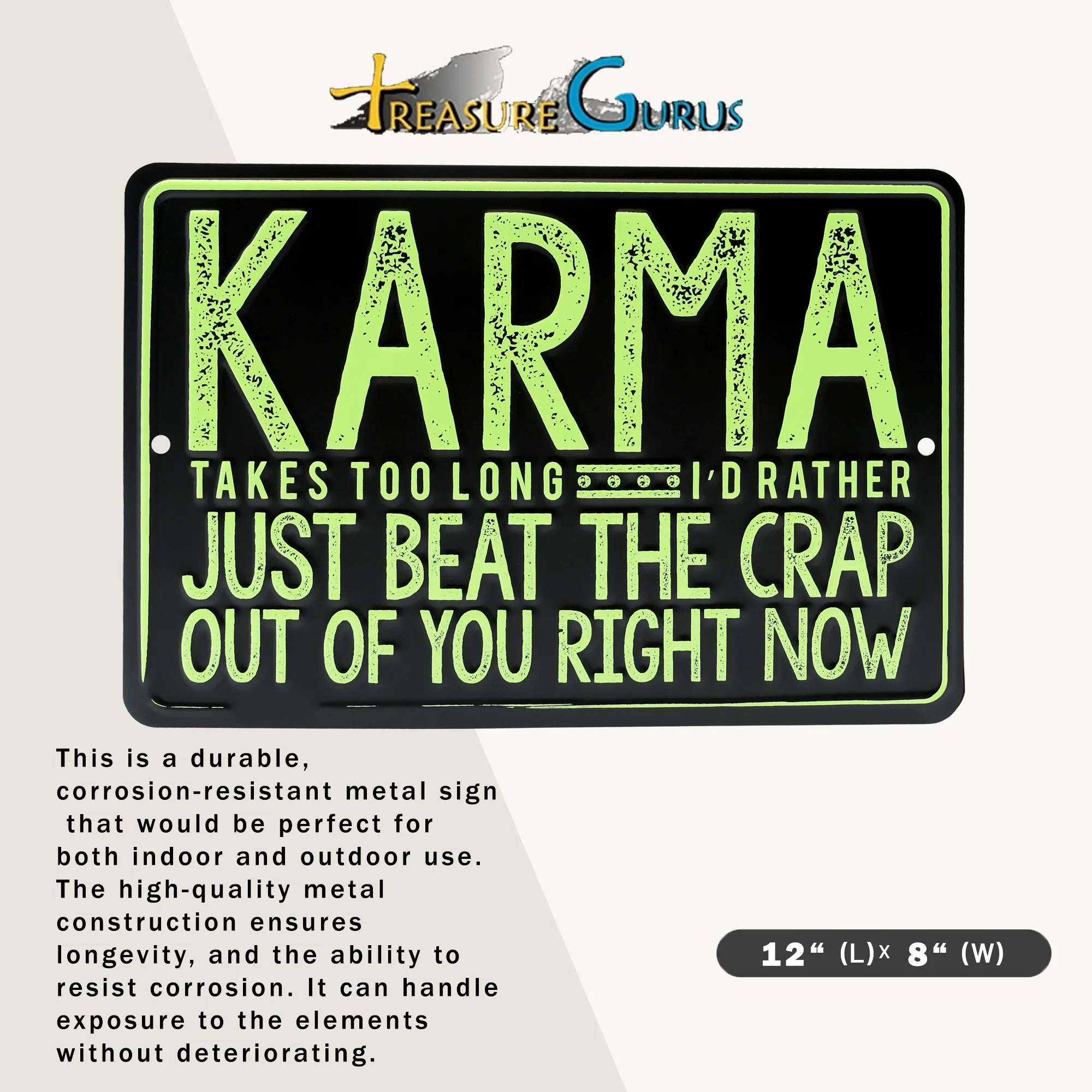Metal KARMA Beat The Crap Wall Art Sign Man Cave Bar Apartment Home Room Decor - Image 2