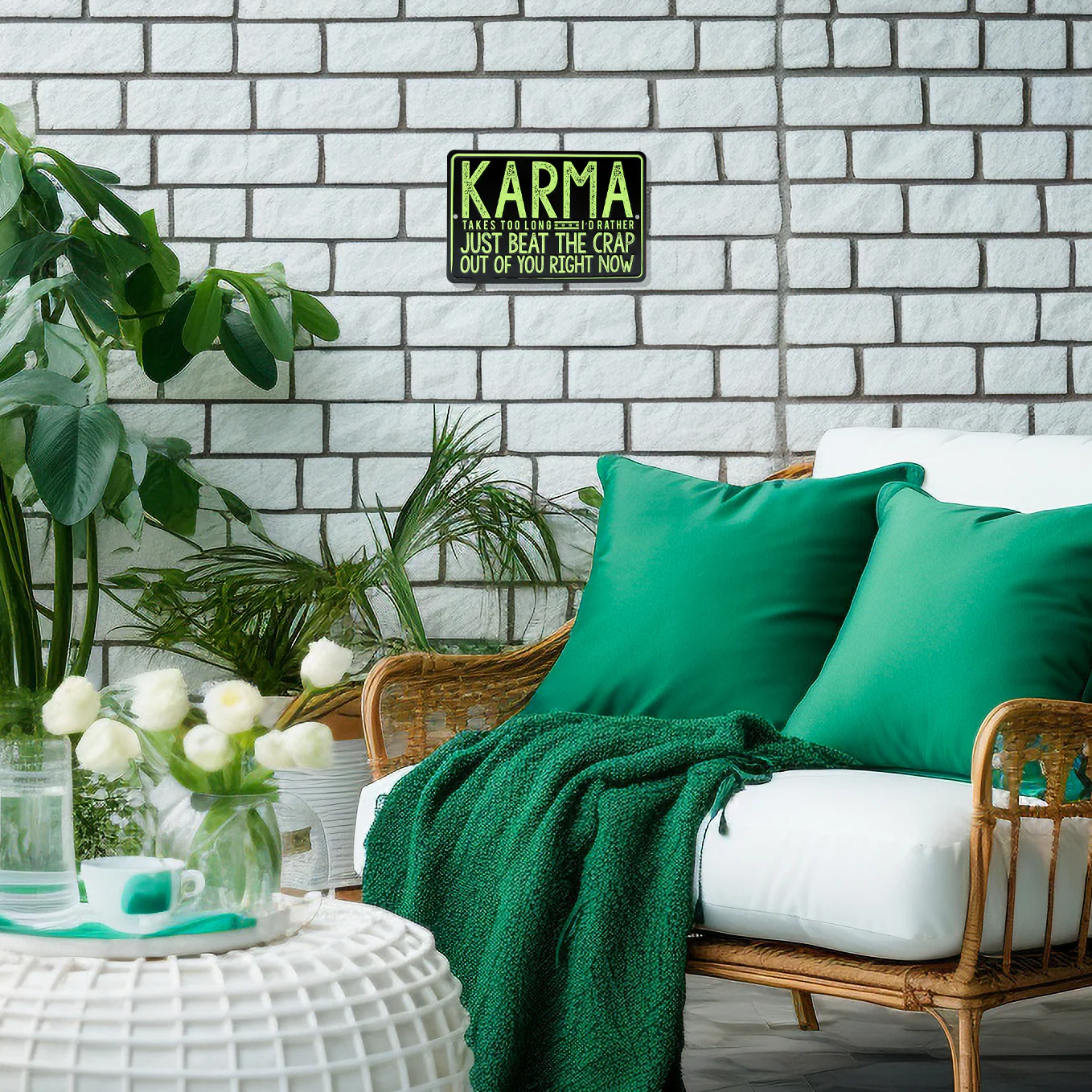 Metal KARMA Beat The Crap Wall Art Sign Man Cave Bar Apartment Home Room Decor - Image 6