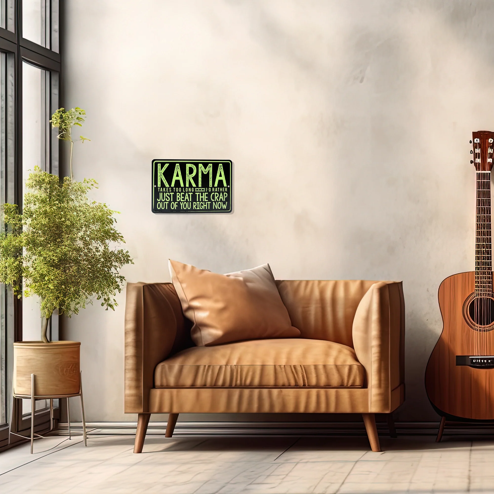 Metal KARMA Beat The Crap Wall Art Sign Man Cave Bar Apartment Home Room Decor - Image 7