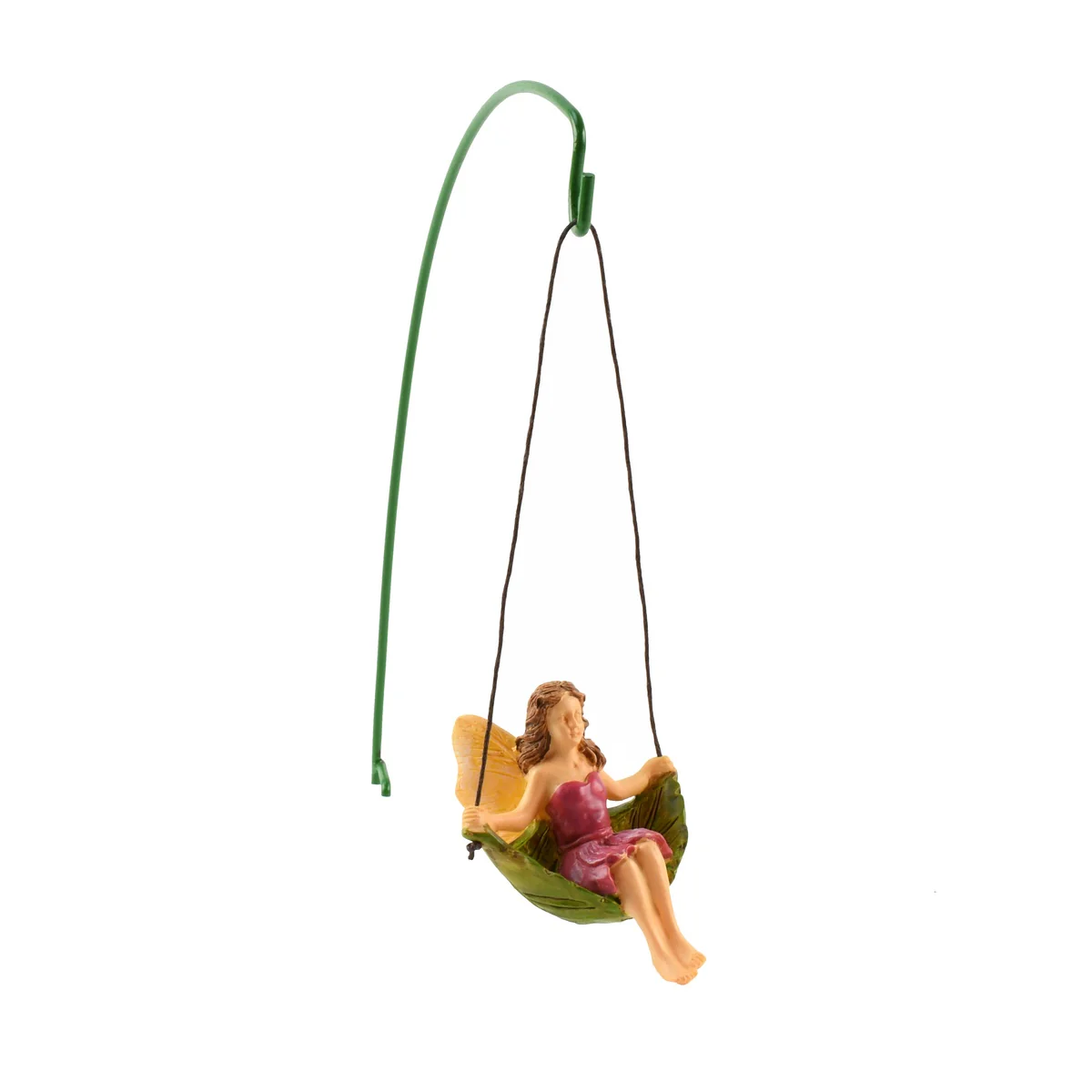 Leaf Tree Swing Fairy Girl Miniature Figurine Garden Accessory Dollhouse Supply