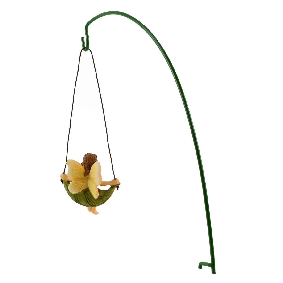 Leaf Tree Swing Fairy Girl Miniature Figurine Garden Accessory Dollhouse Supply - Image 2