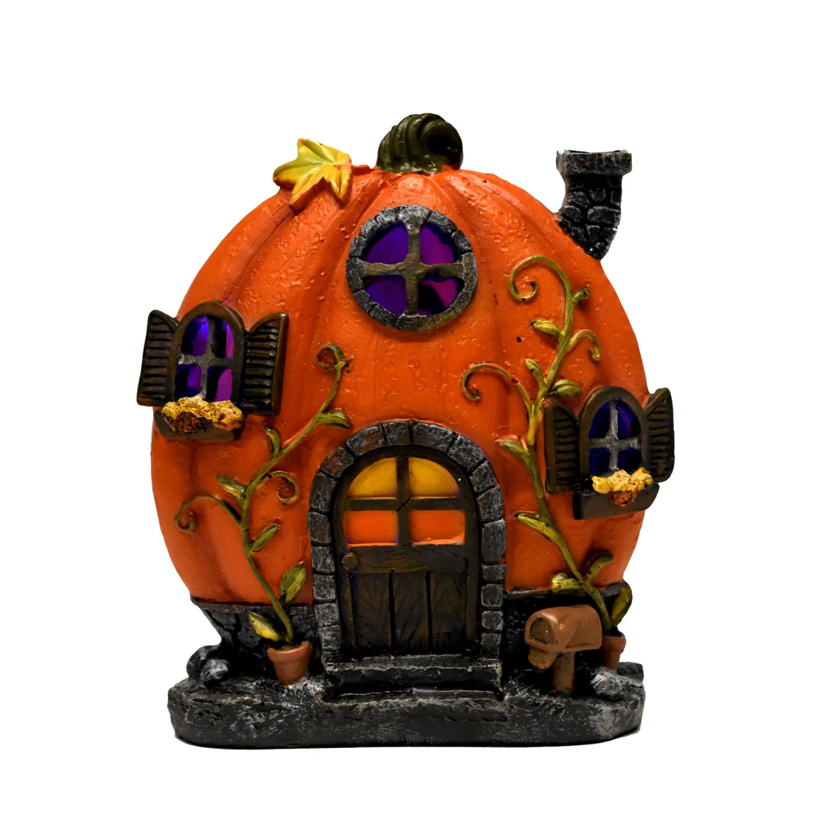 LED Mini Light Up Pumpkin House Fairy Garden Miniature Halloween Dollhouse Decor