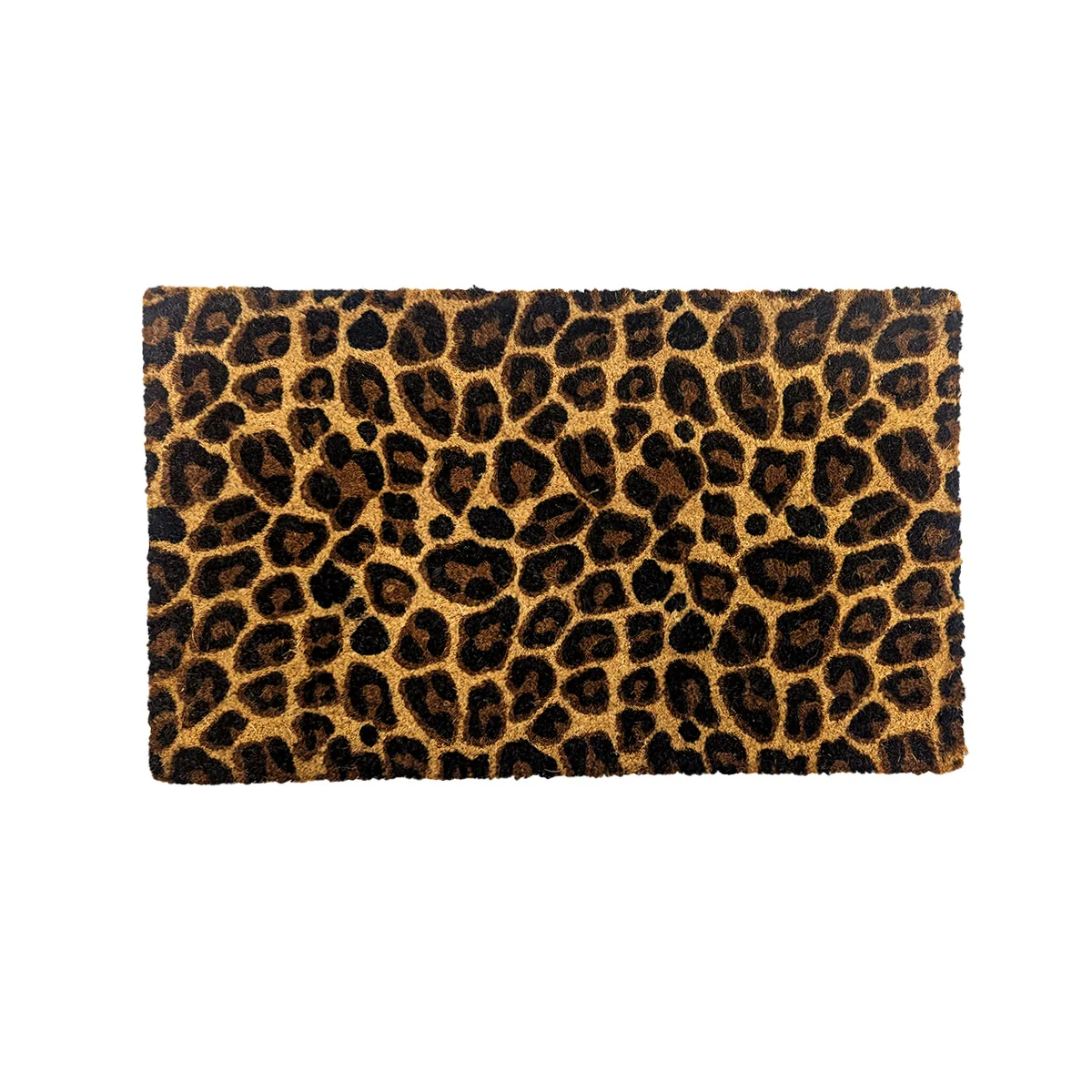 Leopard Print Coir Front Door Mat Welcome Rug Outdoor Doormat Porch Home Decor