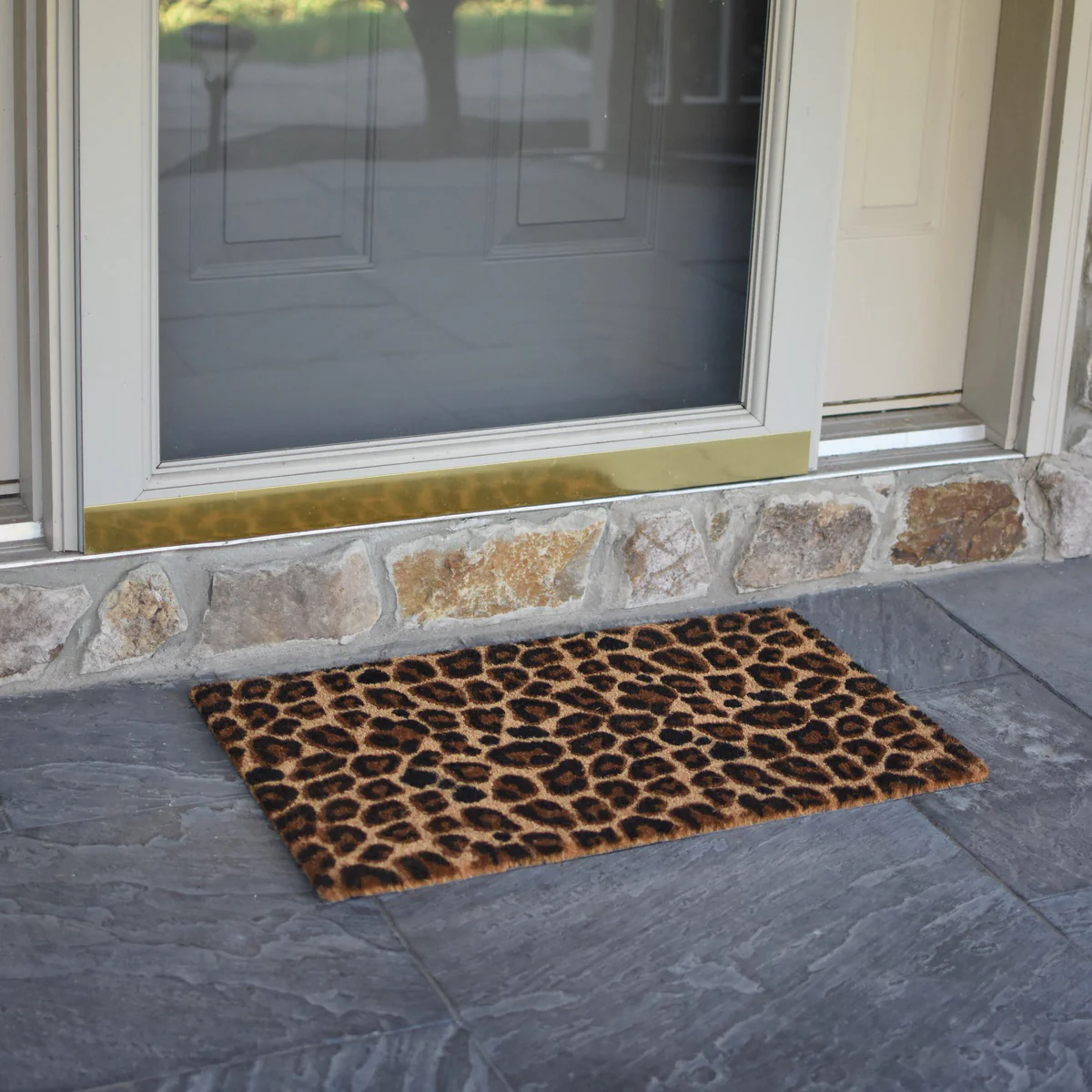 Leopard Print Coir Front Door Mat Welcome Rug Outdoor Doormat Porch Home Decor - Image 5