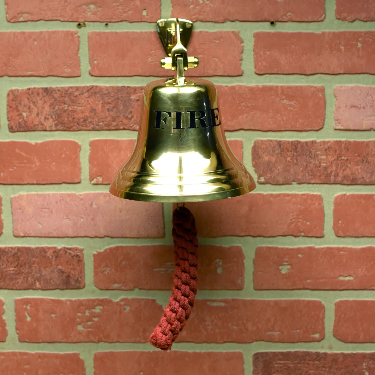 Lg Brass Fire Bell Hanging Dinner Call Firefighter Gift Home Bar Man Cave Decor - Image 3