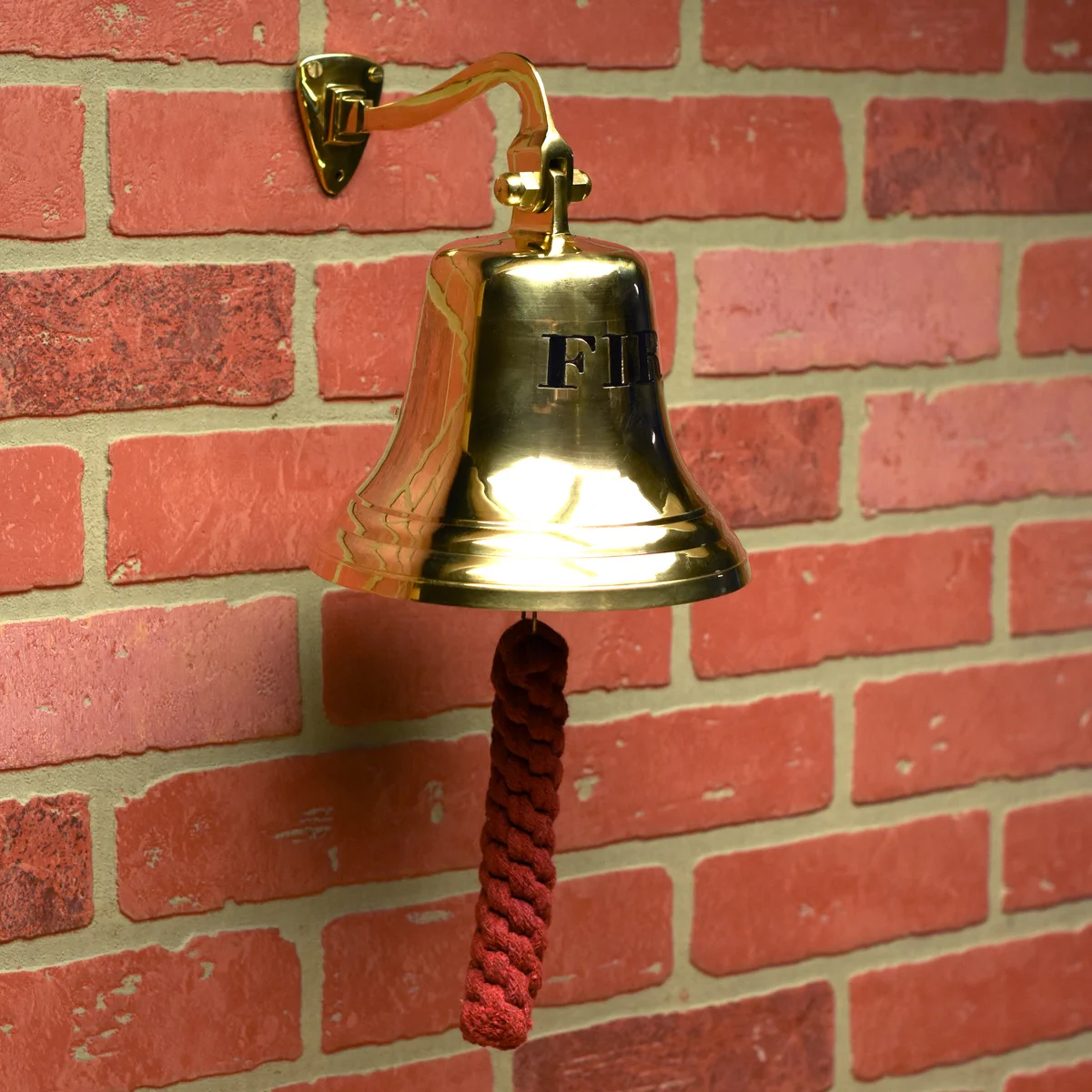 Lg Brass Fire Bell Hanging Dinner Call Firefighter Gift Home Bar Man Cave Decor - Image 4