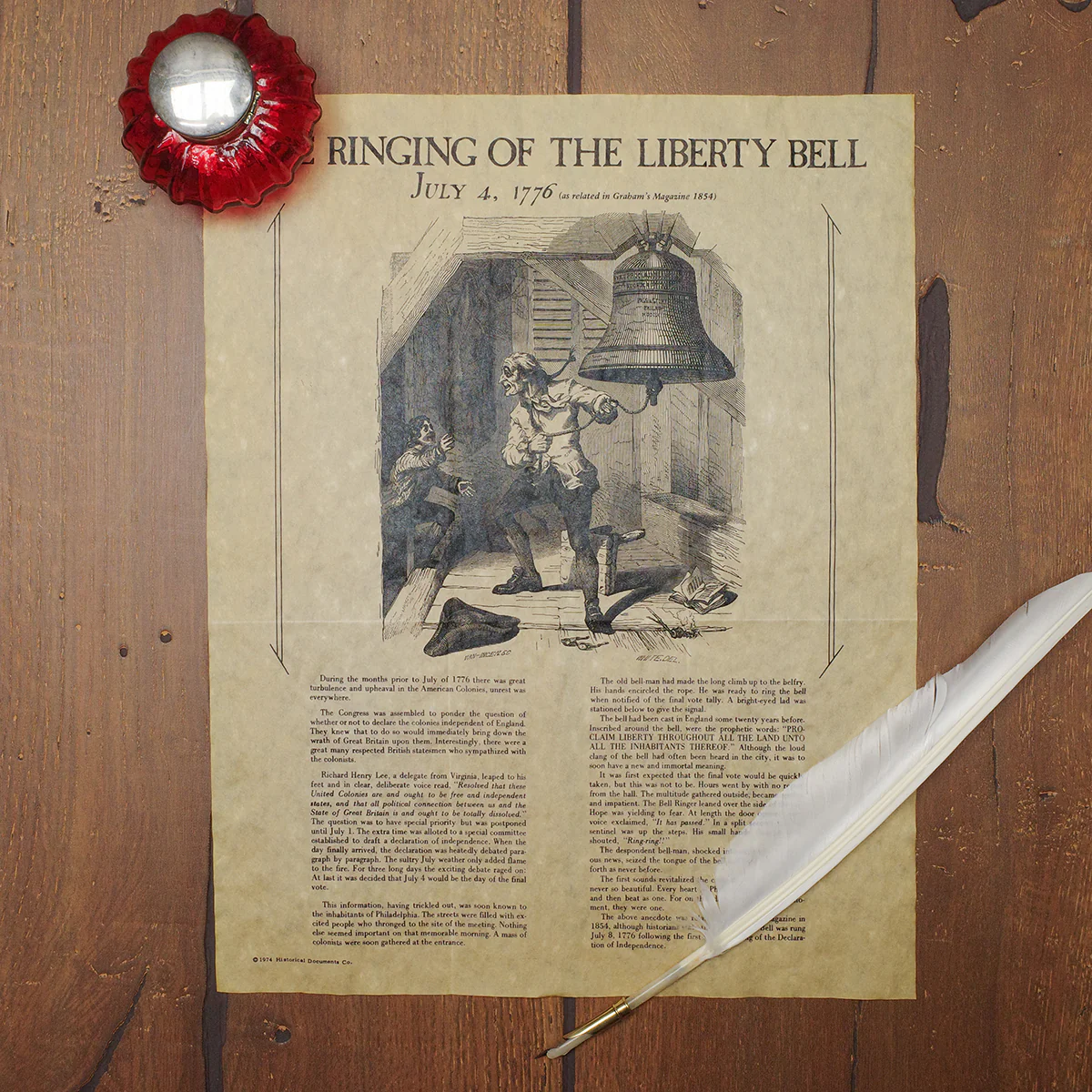 Liberty Bell Ringing Parchment Paper Poster US History 1776 Home Decor Wall Art - Image 2