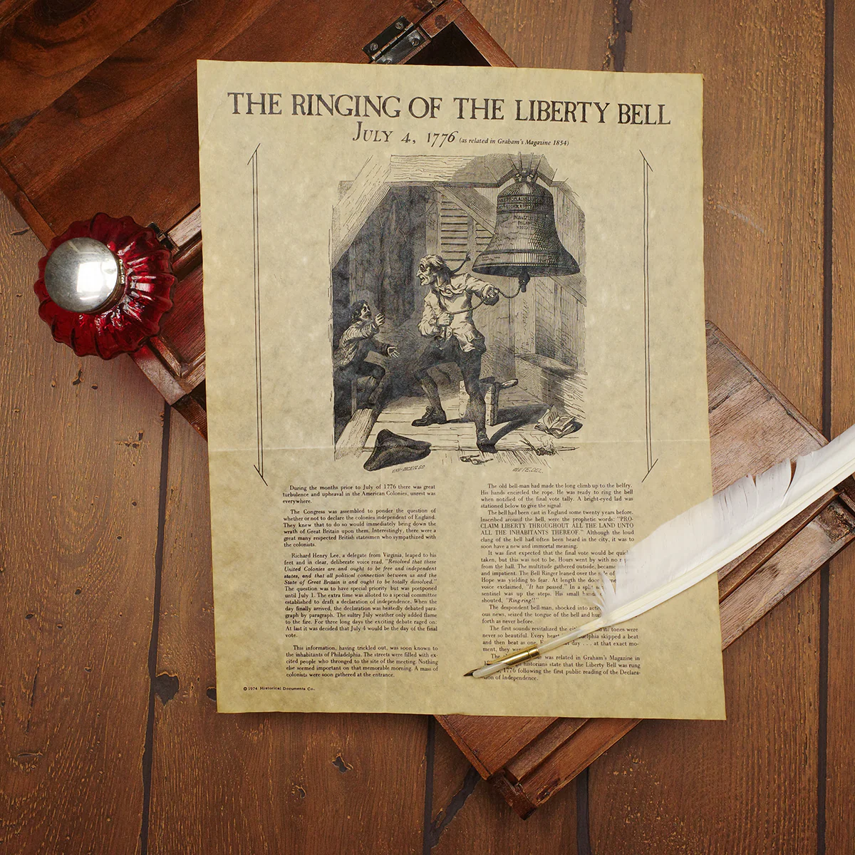 Liberty Bell Ringing Parchment Paper Poster US History 1776 Home Decor Wall Art - Image 3