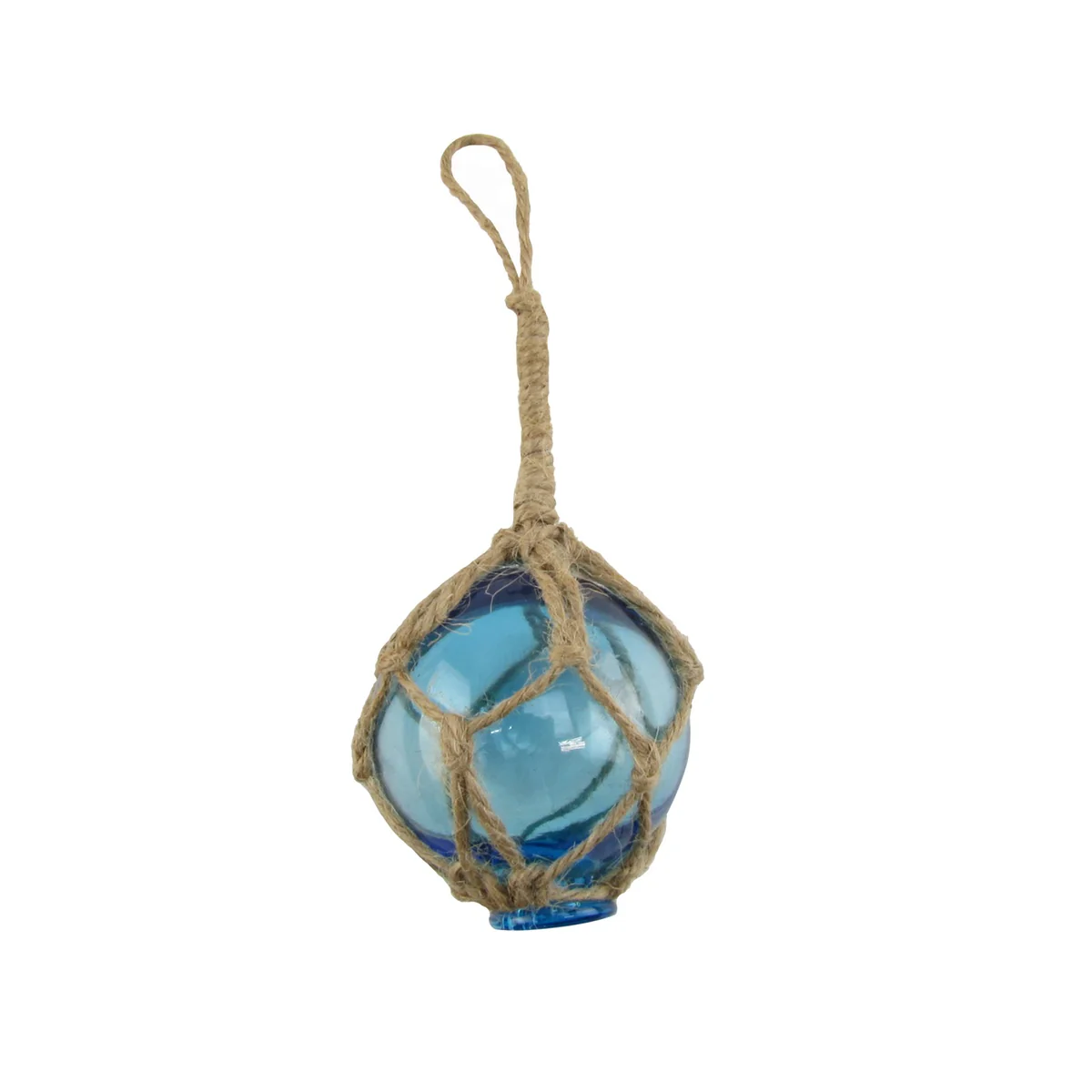 Light Blue Glass Float Nautical Rope Buoy Fish Net Ball Fishing Buoy Tiki/Luau Decor - Image 2