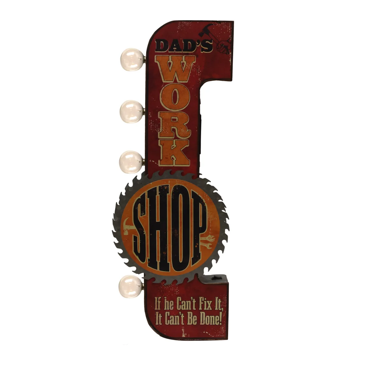 Light Up Dads Workshop Tin Metal Sign LED Home Garage 3D Wall Art Man Cave Decor
