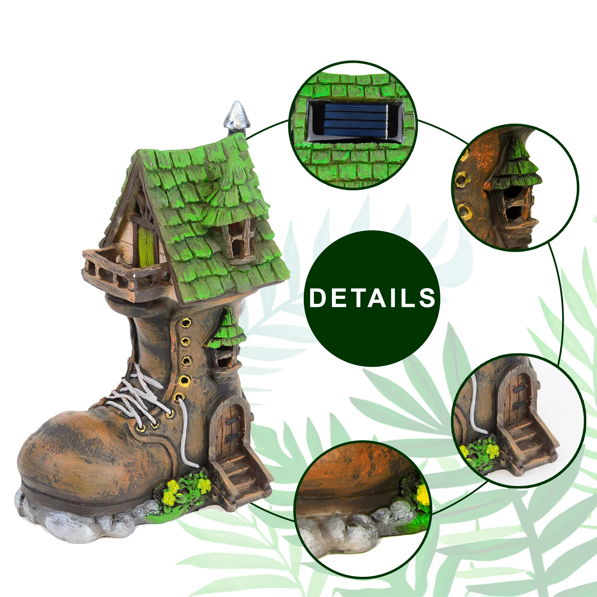 Light Up Fairy Garden Boot House Solar Lights Outdoor Decor Dollhouse Accessory - Image 4