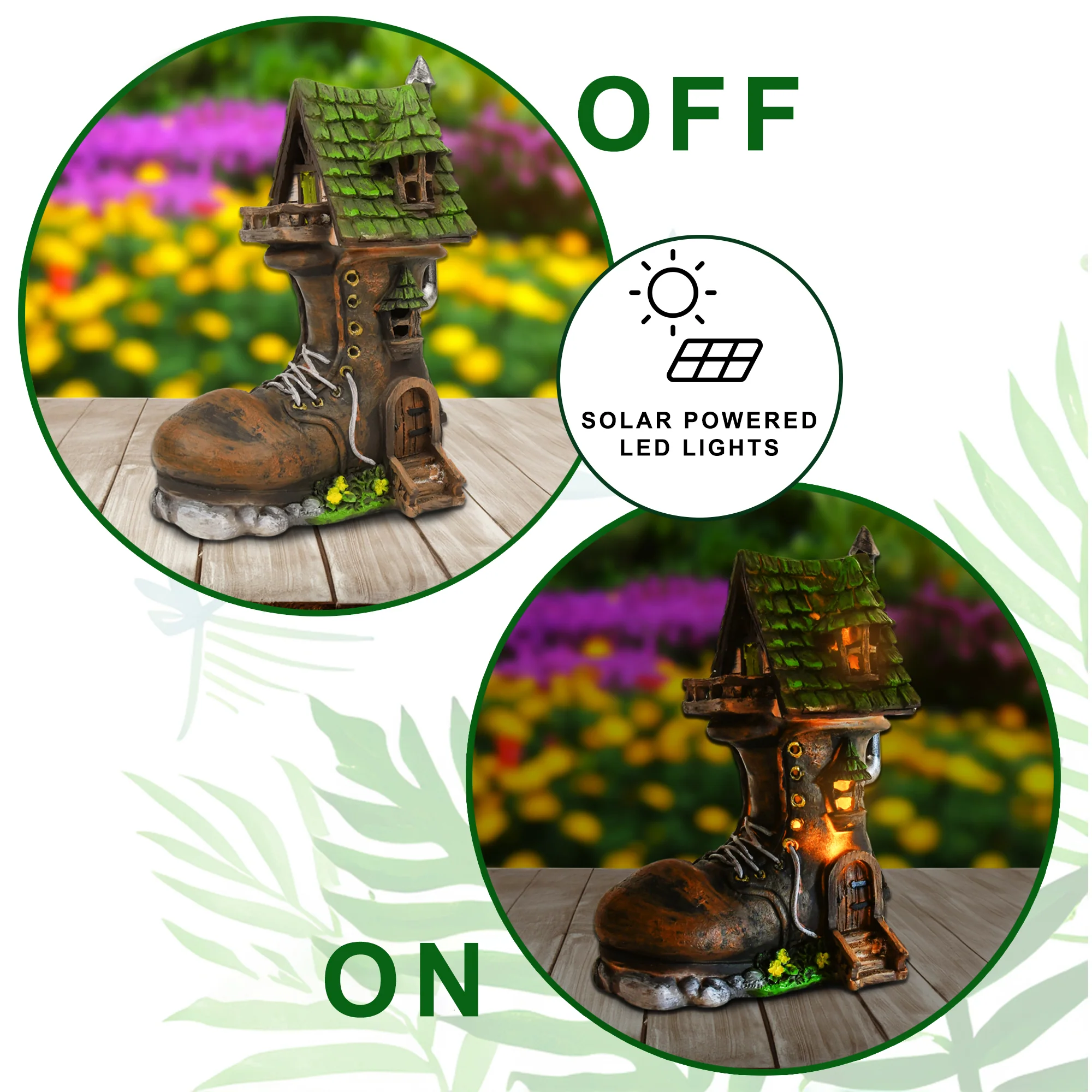 Light Up Fairy Garden Boot House Solar Lights Outdoor Decor Dollhouse Accessory - Image 5