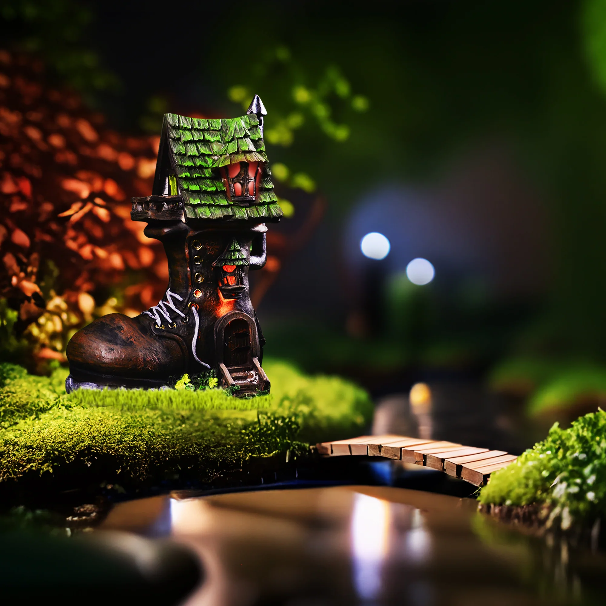 Light Up Fairy Garden Boot House Solar Lights Outdoor Decor Dollhouse Accessory - Image 7