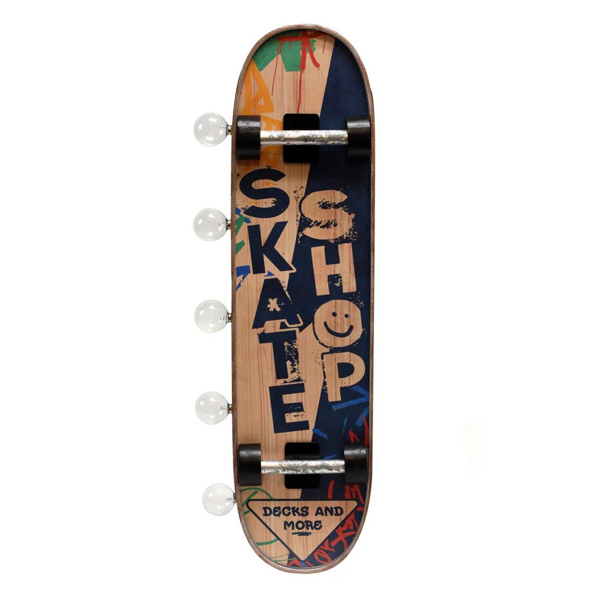 Light Up Skateboard Metal Skate Shop Sign LED 3D Wall Art Teen Skater Room Decor