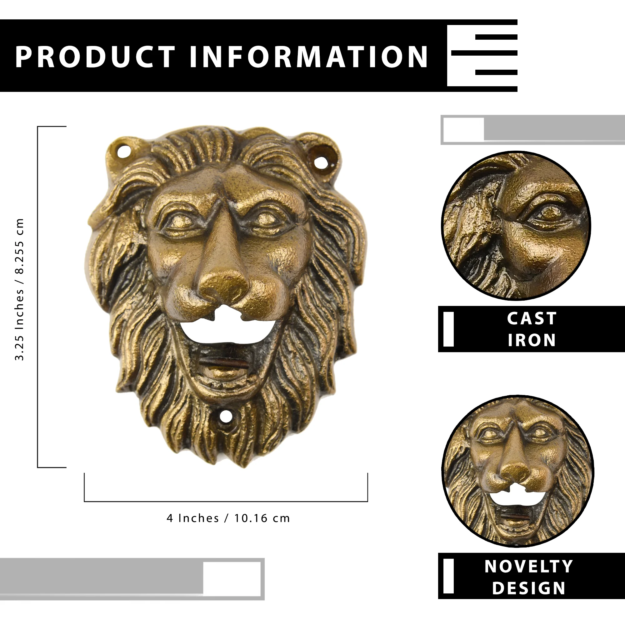 Lion Bottle Opener Cast Iron Beer Opener for Home Bar Kitchen Cool Gifts for Men - Image 2