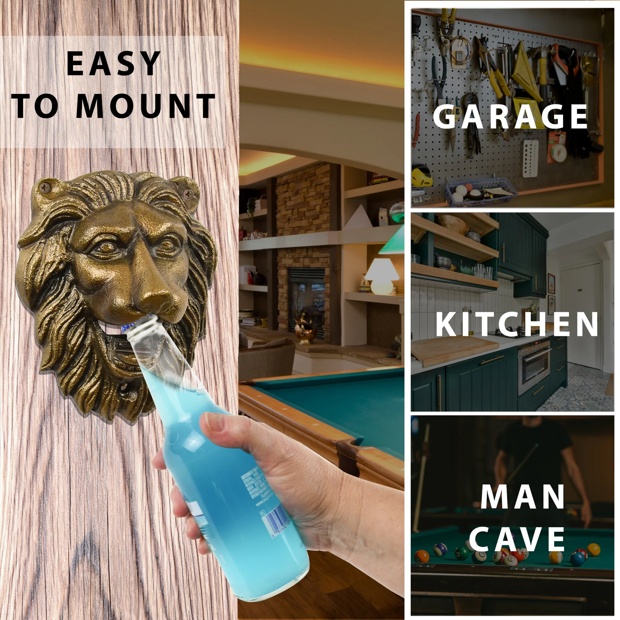 Lion Bottle Opener Cast Iron Beer Opener for Home Bar Kitchen Cool Gifts for Men - Image 4