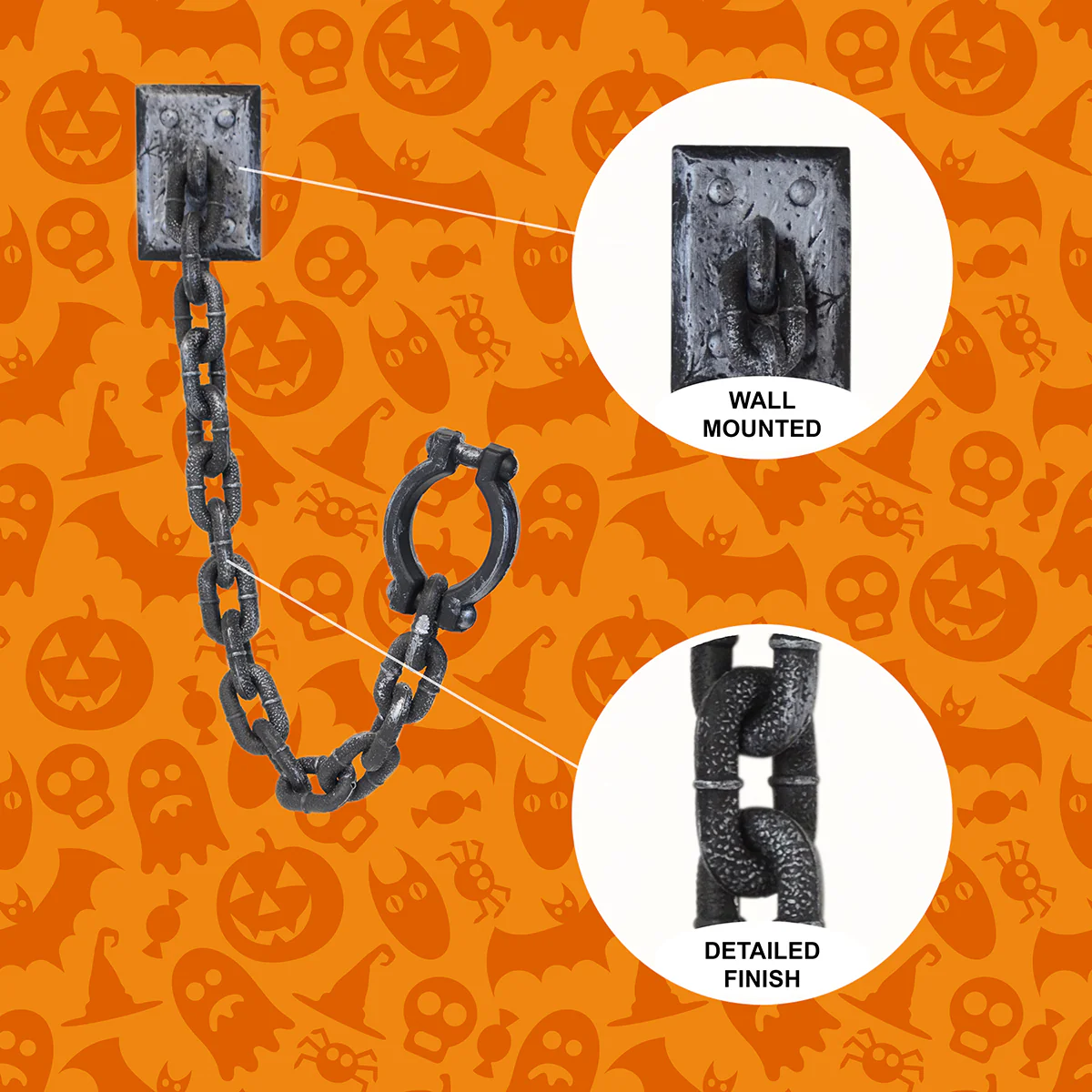 Long Wall Shackle Fake Prison Handcuffs Haunted House Prop Halloween Party Decor - Image 2