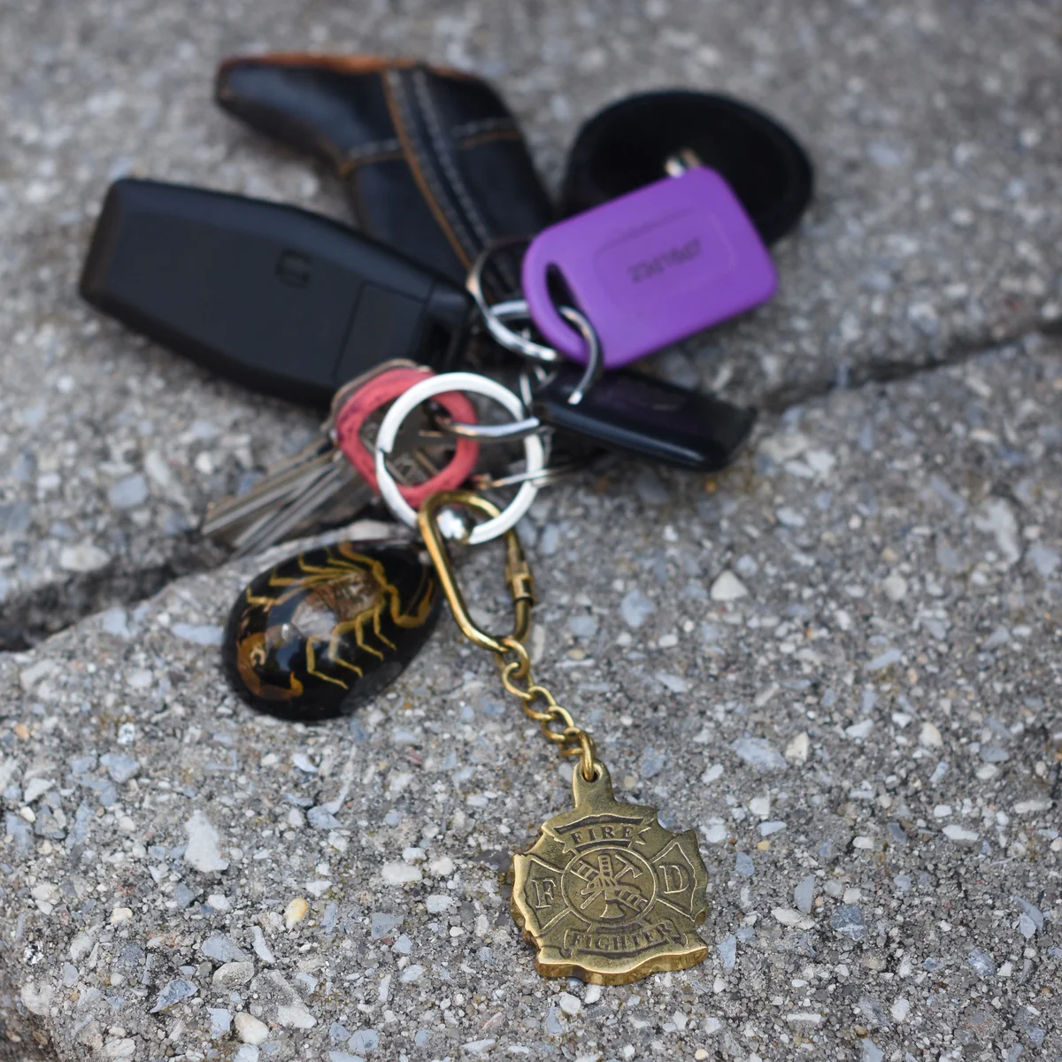 Maltese Cross Solid Brass Keychain Firemen Carabiner Key Ring Firefighter Gift - Image 2