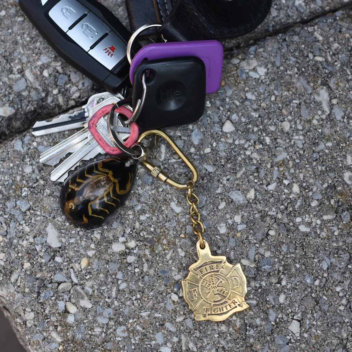 Maltese Cross Solid Brass Keychain Firemen Carabiner Key Ring Firefighter Gift - Image 3