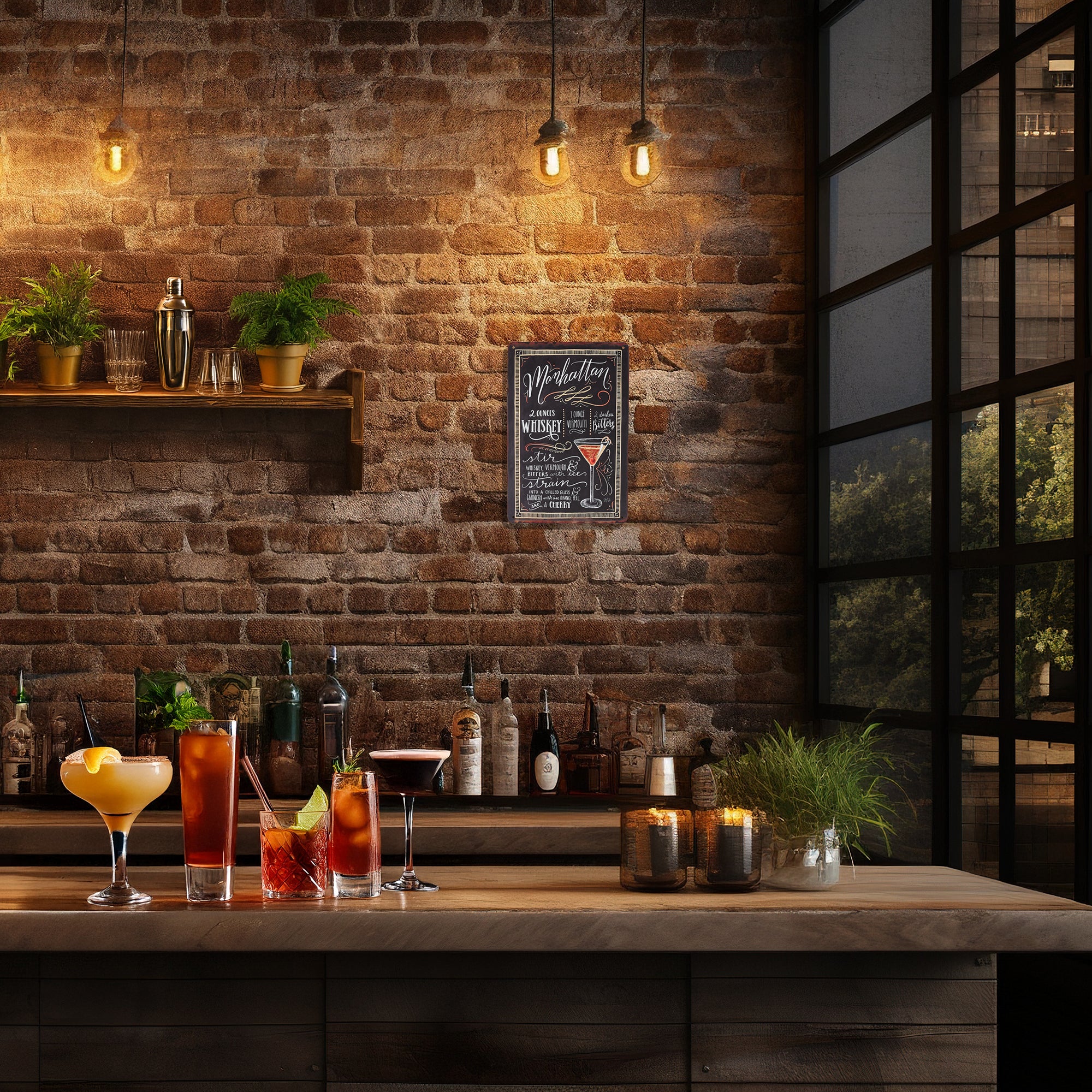 Metal Manhattan Cocktail Recipe Sign Wall Art for Bar Cart, Apartment Home Decor - Image 6
