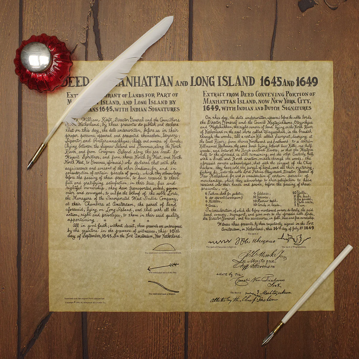 Manhattan Long Island Deed Parchment Paper Poster New York Home Decor Wall Art - Image 2