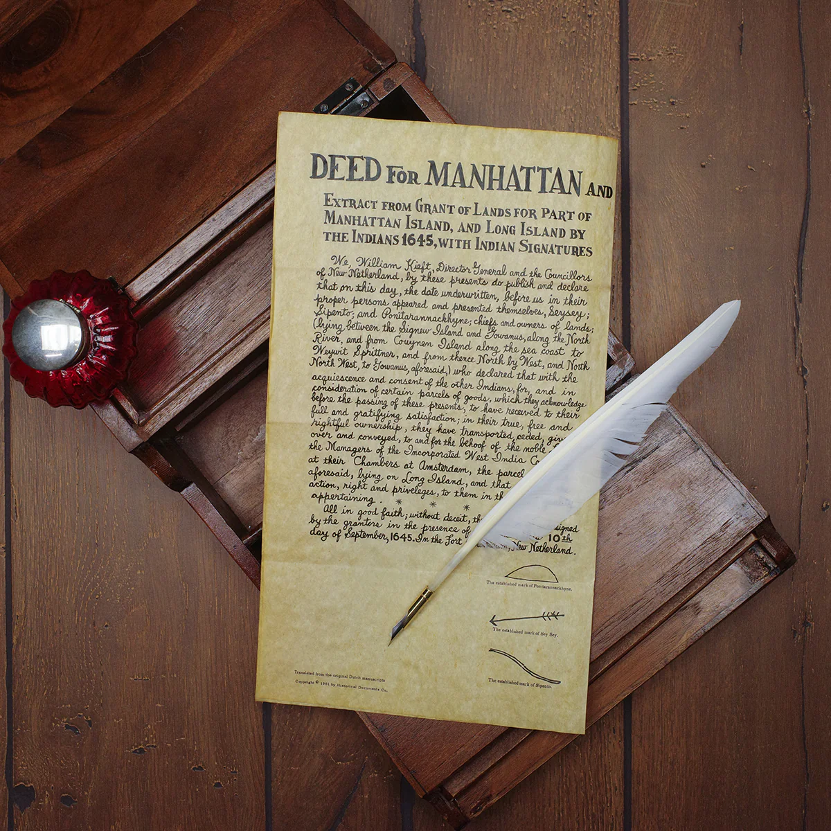 Manhattan Long Island Deed Parchment Paper Poster New York Home Decor Wall Art - Image 4