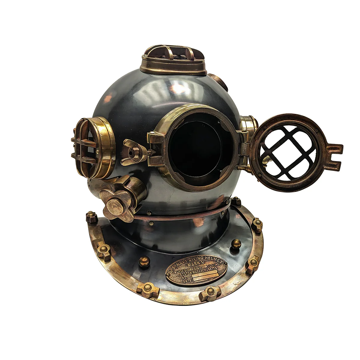 Mark V Full Face Grey Military Scuba Dive Helmet Diving Gear Home Office Decor - Image 2