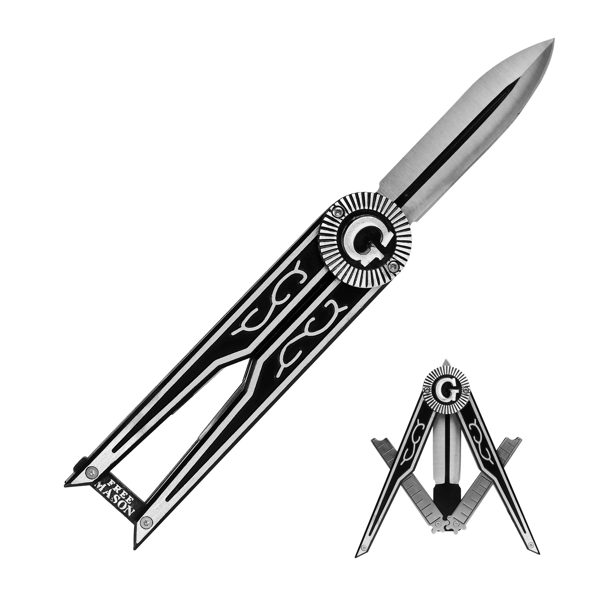 Masonic G Pocket Knife Freemasonry Gifts for Dad, Men Free Mason Folding Knife