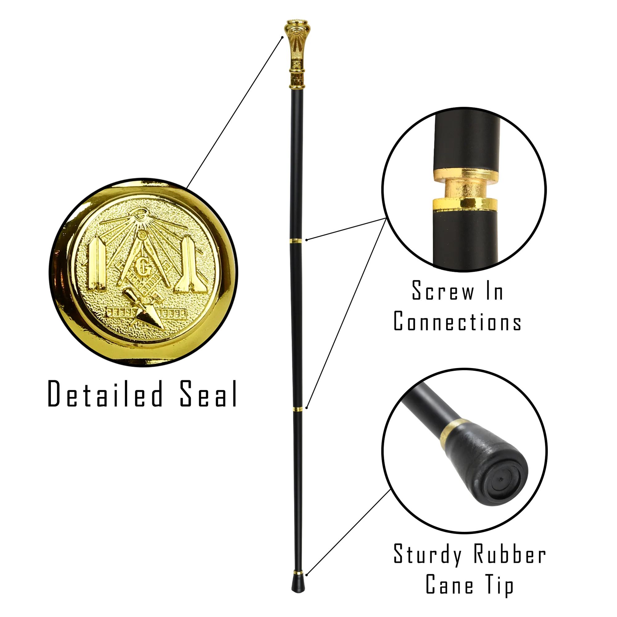Mason Walking Stick Masonic Lodge Symbols Cane Freemason Travel Canes for Men - Image 3