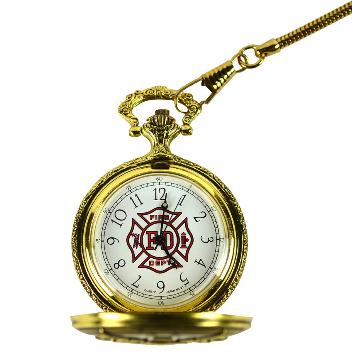 Men's Solid Brass Fire Department Pocket Watch - Image 4