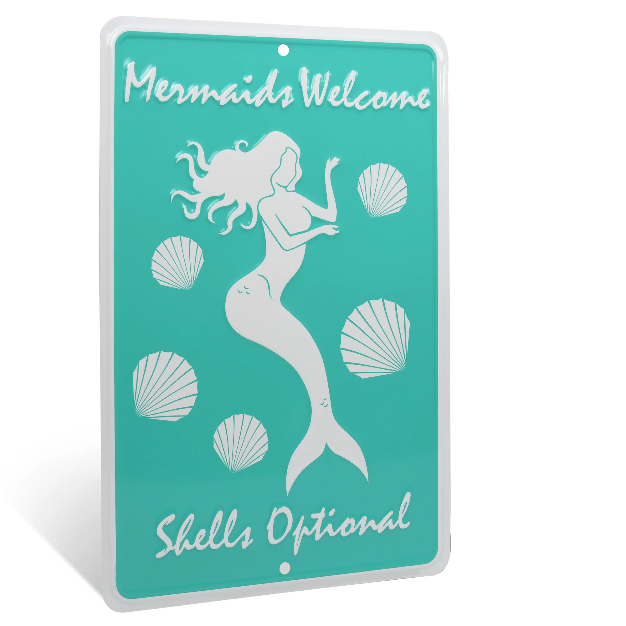 Metal Mermaids Welcome Shells Optional Funny Wall Art Tiki Party Pool Home Decor