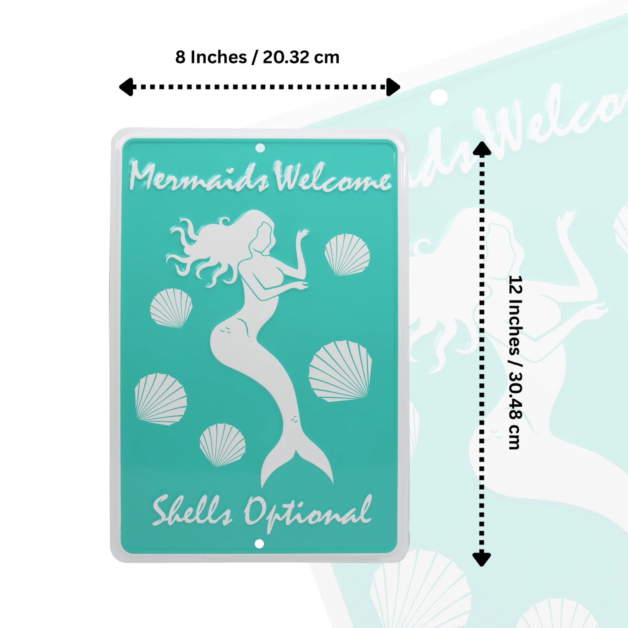 Metal Mermaids Welcome Shells Optional Funny Wall Art Tiki Party Pool Home Decor - Image 6
