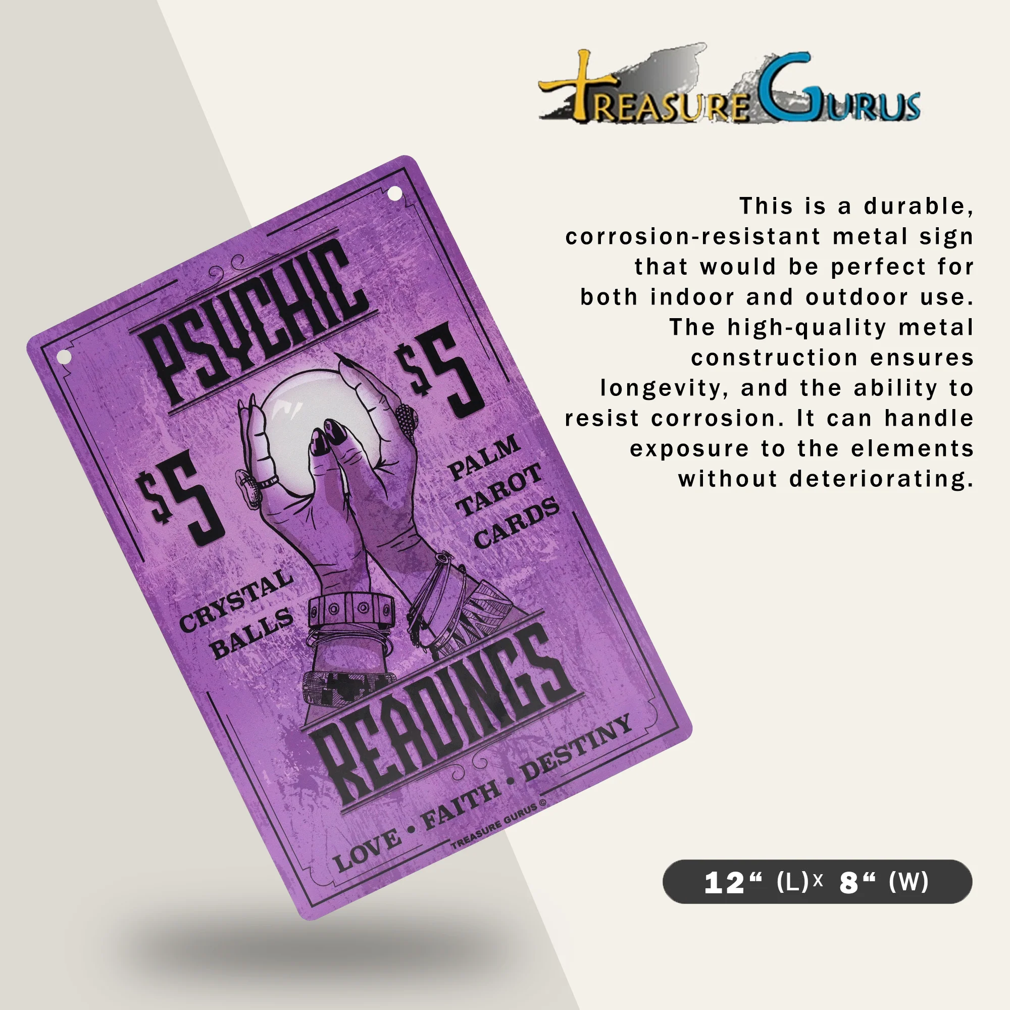 Metal Psychic Palm Readings Sign Halloween Room Decor Aesthetic Wall Art Posters - Image 2