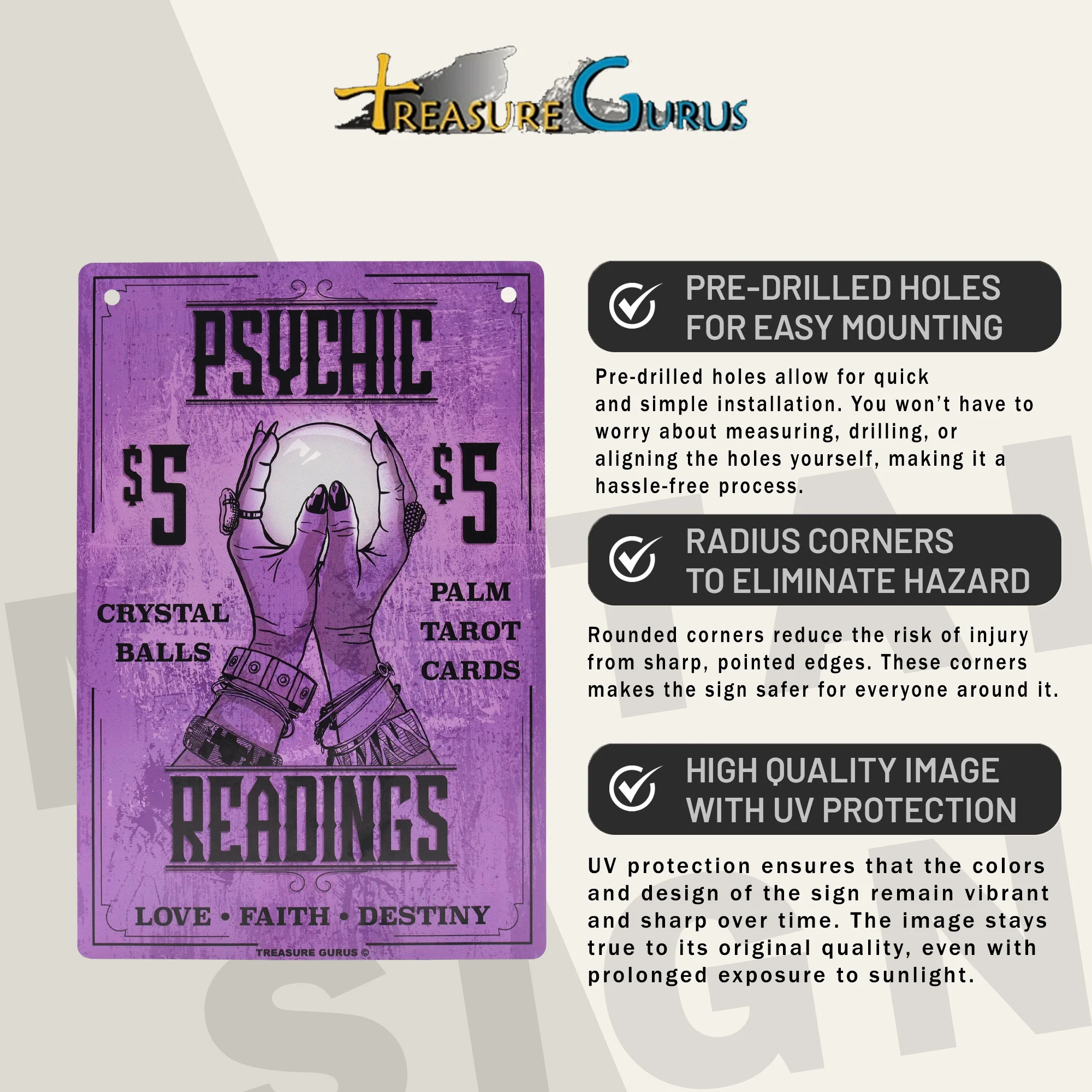 Metal Psychic Palm Readings Sign Halloween Room Decor Aesthetic Wall Art Posters - Image 3