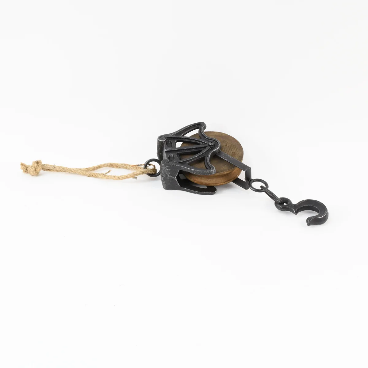 Metal Antique Style Wood Rope Pulley Display Hook Block Tackle Vintage Hardware - Image 3