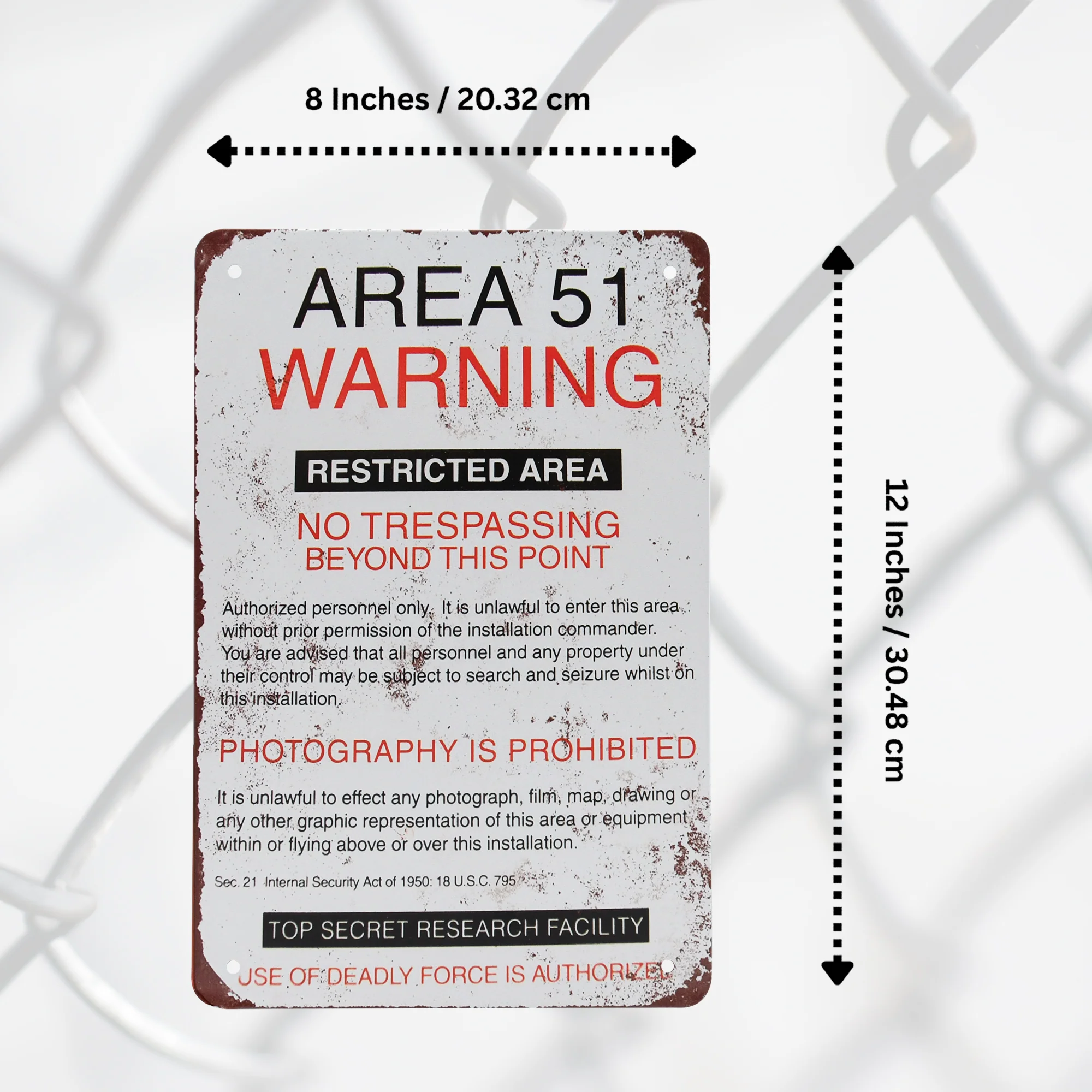 Metal Area 51 Warning Restricted Sign Wall Art Man Cave Halloween Decorations - Image 5